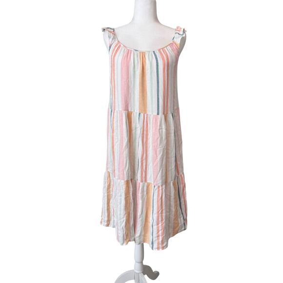 Rails Capri Mellon Stripe Linen Blend‎ Dress Size XS Tiered Layered Pastel - Picture 10 of 10